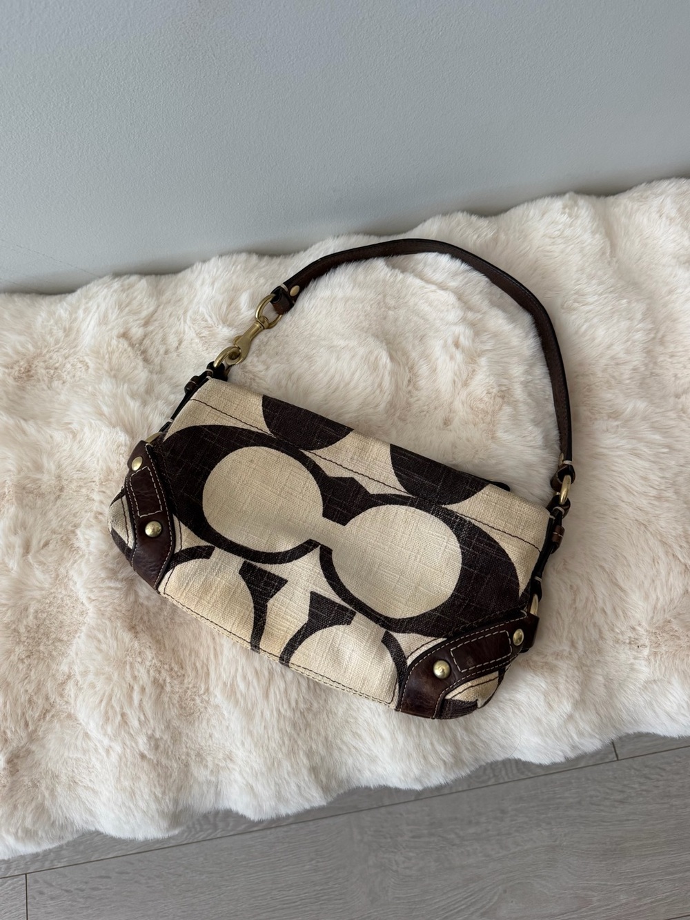 Vintage Coach Mini Carly Cream/Brown RARE Bag
